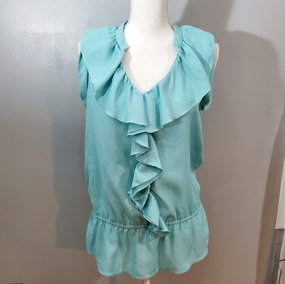 Light Blue Ruffled Top